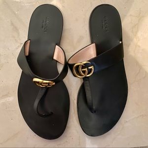 Gucci Leather Thong Sandal With Double G